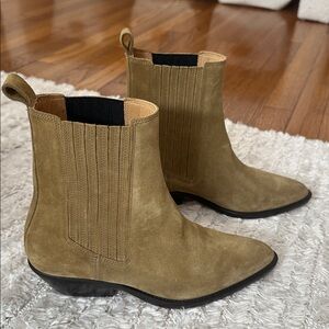 Isabel Marant Olive Suede Ankle Boots